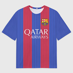 Футболка оверсайз мужская FCB Messi: Qatar Airways, цвет: 3D-принт