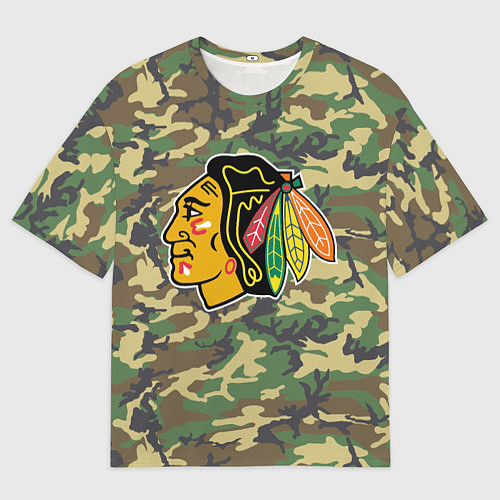 Мужская футболка оверсайз Blackhawks Camouflage / 3D-принт – фото 1