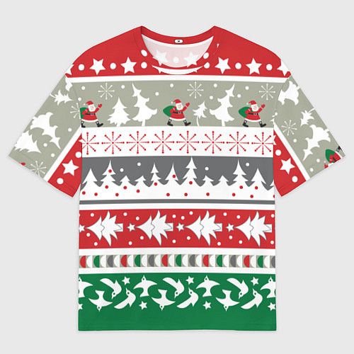Мужская футболка оверсайз Новогодний орнамент / 3D-принт – фото 1