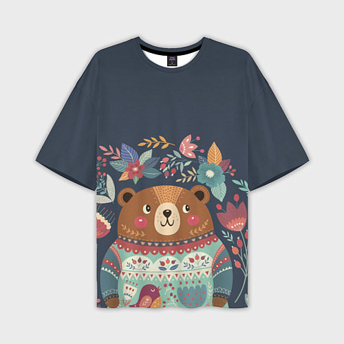Мужская футболка оверсайз Осенний медведь / 3D-принт – фото 1
