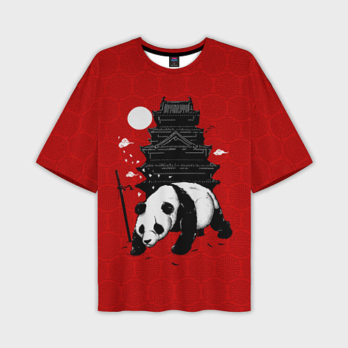 Мужская футболка оверсайз Panda Warrior / 3D-принт – фото 1