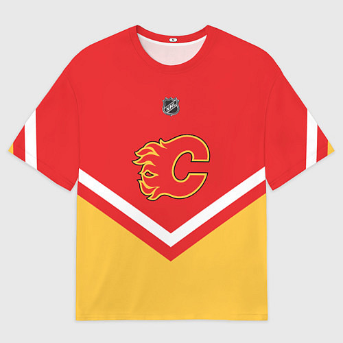 Мужская футболка оверсайз NHL: Calgary Flames / 3D-принт – фото 1