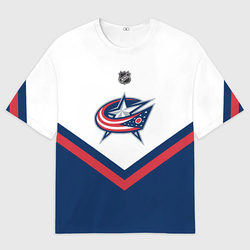 Мужская футболка оверсайз NHL: Columbus Blue Jackets / 3D-принт – фото 1