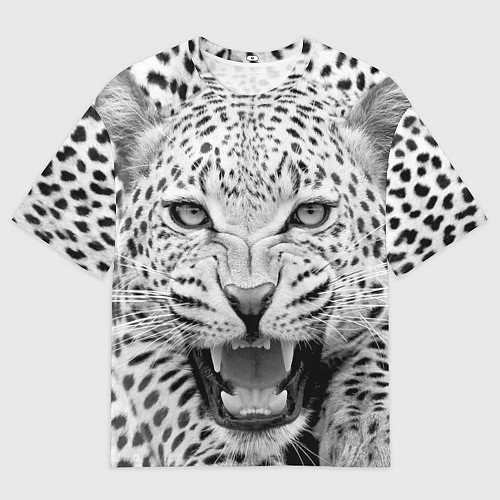 Мужская футболка оверсайз Белый леопард / 3D-принт – фото 1