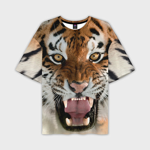 Мужская футболка оверсайз Свирепый тигр / 3D-принт – фото 1