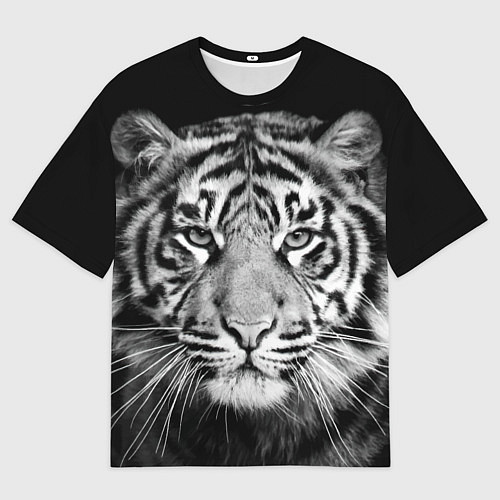 Мужская футболка оверсайз Мордочка тигра / 3D-принт – фото 1