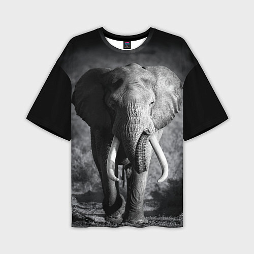 Мужская футболка оверсайз Бегущий слон / 3D-принт – фото 1