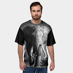 Футболка оверсайз мужская Бегущий слон, цвет: 3D-принт — фото 2