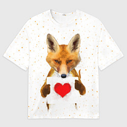 Футболка оверсайз мужская Влюбленная лиса, цвет: 3D-принт