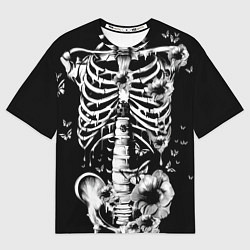 Футболка оверсайз мужская Floral Skeleton, цвет: 3D-принт