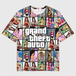 Мужская футболка оверсайз GTA - все девушки персонажи