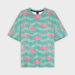 Мужская футболка оверсайз Flamingo Pattern