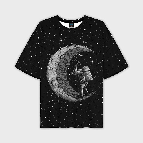 Мужская футболка оверсайз Лунный шахтер / 3D-принт – фото 1