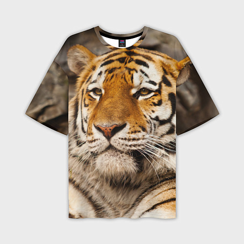 Мужская футболка оверсайз Мудрый тигр / 3D-принт – фото 1