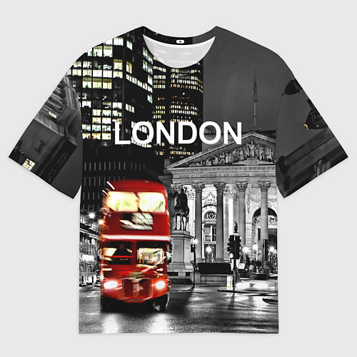 Мужская футболка оверсайз Лондон - ночной автобус / 3D-принт – фото 1