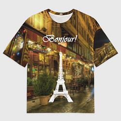 Мужская футболка оверсайз Bonjour - Paris