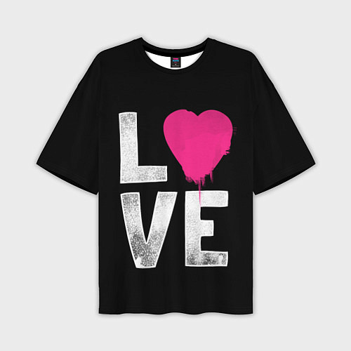 Мужская футболка оверсайз Love Heart / 3D-принт – фото 1
