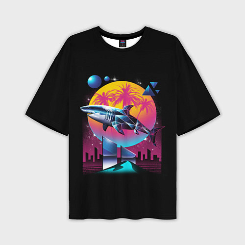 Мужская футболка оверсайз Ретро акула / 3D-принт – фото 1