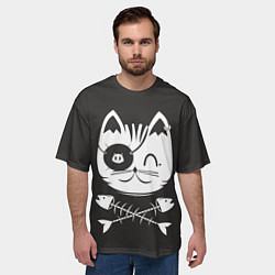 Футболка оверсайз мужская Кот пират, цвет: 3D-принт — фото 2