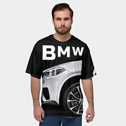 Футболка оверсайз мужская BMW: White Style, цвет: 3D-принт — фото 2