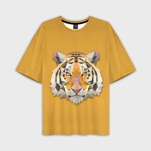 Мужская футболка оверсайз Геометрический тигр / 3D-принт – фото 1