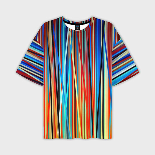 Мужская футболка оверсайз Colored stripes / 3D-принт – фото 1
