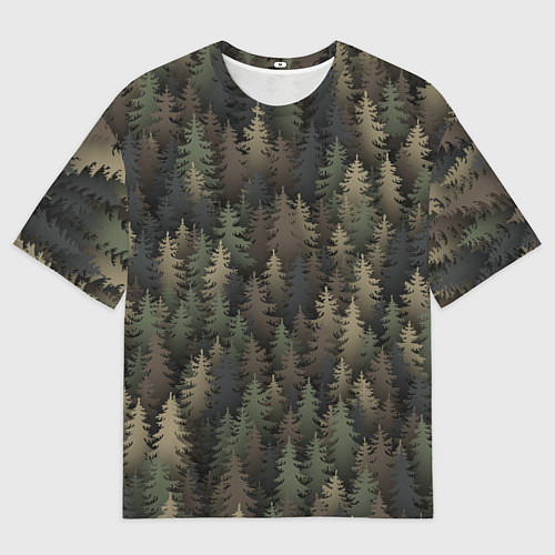 Мужская футболка оверсайз Лесной камуфляж / 3D-принт – фото 1