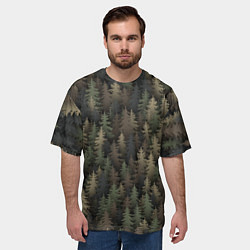 Футболка оверсайз мужская Лесной камуфляж, цвет: 3D-принт — фото 2