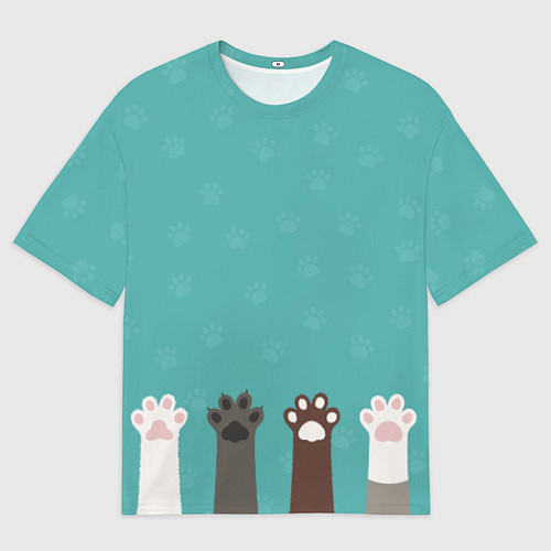 Мужская футболка оверсайз Лапки котеек / 3D-принт – фото 1