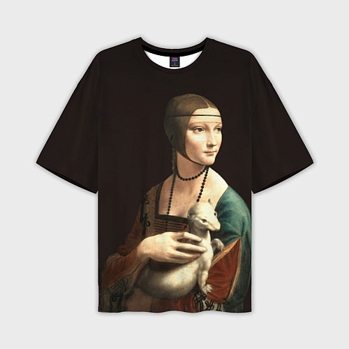 Мужская футболка оверсайз Дама с горностаем / 3D-принт – фото 1