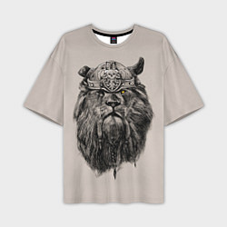 Мужская футболка оверсайз Старый лев-воин