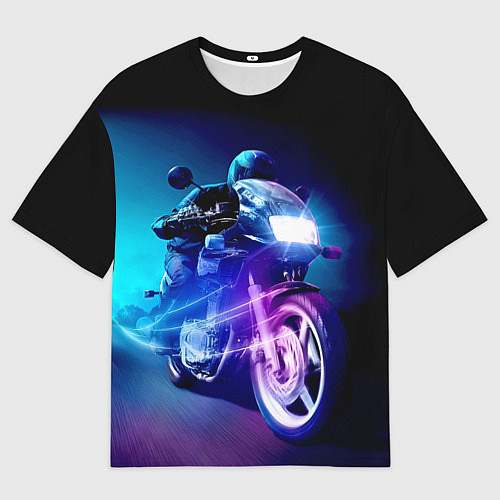 Мужская футболка оверсайз Мотокросс ночной / 3D-принт – фото 1