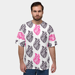 Футболка оверсайз мужская Сердца 1, цвет: 3D-принт — фото 2
