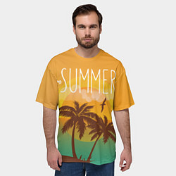 Футболка оверсайз мужская Летний пляж, цвет: 3D-принт — фото 2