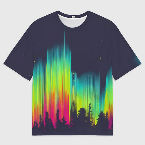 Мужская футболка оверсайз Северное сияние / 3D-принт – фото 1
