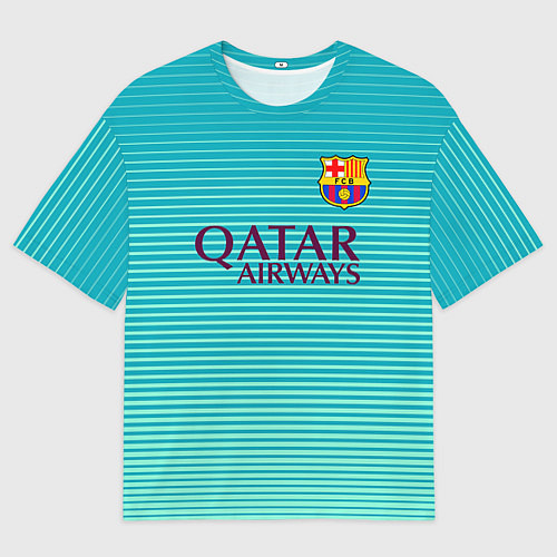 Мужская футболка оверсайз Barcelona FC: Aqua / 3D-принт – фото 1