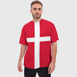 Футболка оверсайз мужская Флаг Дании, цвет: 3D-принт — фото 2