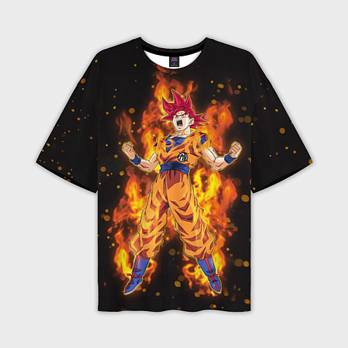 Мужская футболка оверсайз Fire Goku / 3D-принт – фото 1