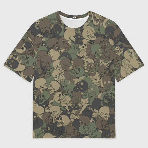 Мужская футболка оверсайз Камуфляж с черепами / 3D-принт – фото 1