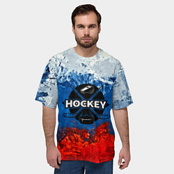 Футболка оверсайз мужская Хоккей триколор, цвет: 3D-принт — фото 2