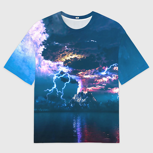 Мужская футболка оверсайз Извержение вулкана / 3D-принт – фото 1