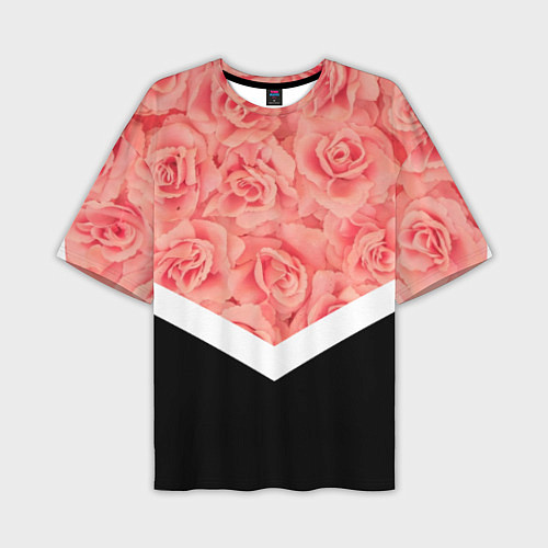 Мужская футболка оверсайз Розовые розы / 3D-принт – фото 1