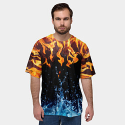 Футболка оверсайз мужская Две стихии, цвет: 3D-принт — фото 2