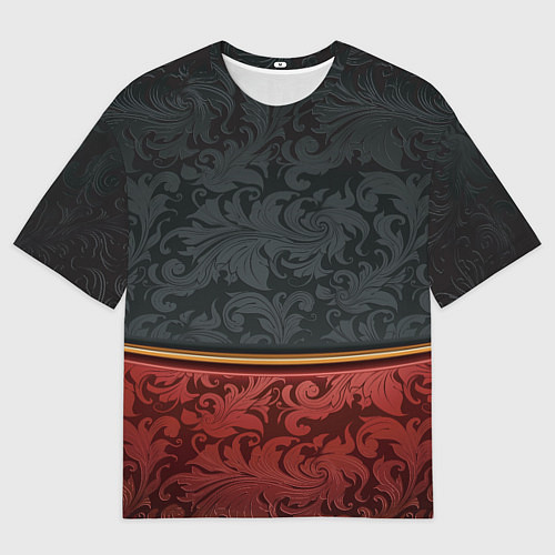 Мужская футболка оверсайз Узоры Black and Red / 3D-принт – фото 1