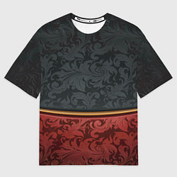 Мужская футболка оверсайз Узоры Black and Red