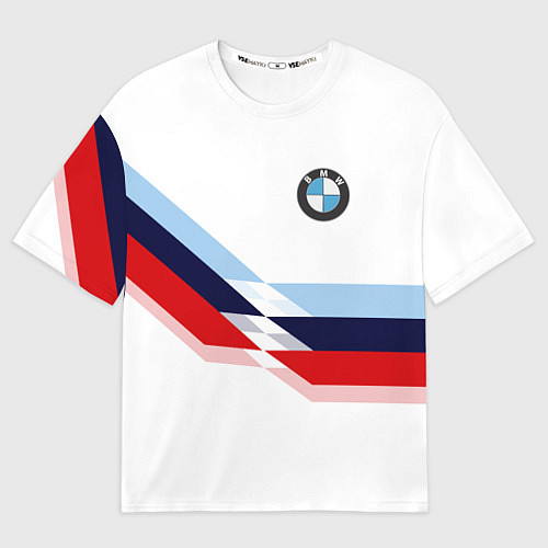 Мужская футболка оверсайз BMW БМВ WHITE / 3D-принт – фото 1