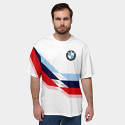 Футболка оверсайз мужская BMW БМВ WHITE, цвет: 3D-принт — фото 2