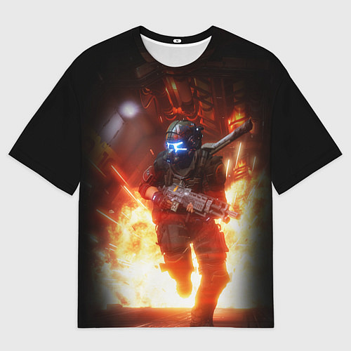 Мужская футболка оверсайз Titanfall fighter runs / 3D-принт – фото 1