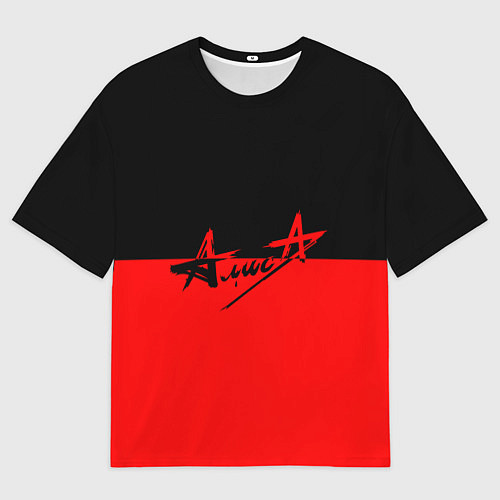 Мужская футболка оверсайз АлисА: Черный & Красный / 3D-принт – фото 1