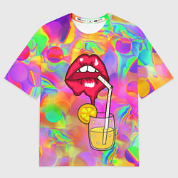 Футболка оверсайз мужская Cocktail lips, цвет: 3D-принт